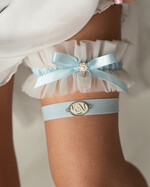 Panna Młoda  podwiązki ślubne Komplet dwóch podwiązek ślubnych, koronkowa podwiązka dla Panny Młodej, coś niebieskiego personalizowana podwiązka ślubna, niebieska koronkowa podwiązka ślubna2