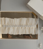 Panna Młoda  podwiązki ślubne podwiązka ślubna tiulowa, podwiązka ślubna dla Panny Młodej z perełkami, podwiązka dla Panny Młodej z tiulu z koralikami1