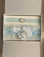 Panna Młoda  podwiązki ślubne tiulowa podwiązka ślubna, niebieska podwiązka ślubna, inicjały na podwiązce ślubnej, błękitna podwiązka z koronką 2