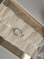 Panna Młoda  podwiązki ślubne podwiązka ślubna tiulowa z inicjałami Pary Młodej, personalizowana podwiązka dla Panny Młodej, podwiązka z tiulu z inicjałami 1