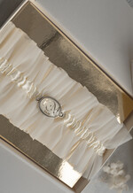 Panna Młoda  podwiązki ślubne podwiązka ślubna tiulowa z inicjałami Pary Młodej, personalizowana podwiązka dla Panny Młodej, podwiązka z tiulu z inicjałami 3