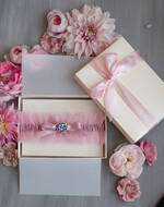 Panna Młoda  podwiązki ślubne podwiązka ślubna tiulowa z różową wstążką, tiulowa podwiązka ślubna dla Panny Młodej, podwiązka dla Panny Młodej z tiulu z ozdobnym niebieskim kamieniem0