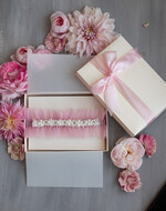 Panna Młoda  podwiązki ślubne podwiązka ślubna tiulowa, podwiązka ślubna dla Panny Młodej z perełkami, podwiązka dla Panny Młodej z tiulu z koralikami, podwiązka z tiulu1