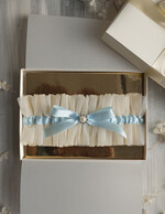 Panna Młoda  podwiązki ślubne podwiązka ślubna tiulowa z niebieską wstążką, podwiązka ślubna dla Panny Młodej z niebieską kokardką, podwiązka dla Panny Młodej z tiulu1