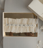 Panna Młoda  podwiązki ślubne podwiązka ślubna tiulowa, podwiązka ślubna dla Panny Młodej z perełkami, podwiązka dla Panny Młodej z tiulu z koralikami2