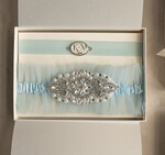 Prezenty dla Panny Młodej  podwiązki ślubne  Gotowy Zapakowany Prezet dla Panni Młodej, coś niebieskiego - prezent dla panny młodej, podwiązka ślubna z kryształkami, podwiązka z niebieskiego tiulu 1