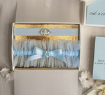 Prezenty dla Panny Młodej  podwiązki ślubne  Prezent dla Panny Młodej od Świadkowej, zestaw prezentowy na panieński, cos niebieskiego podwiązka ślubna1