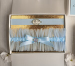 Prezenty dla Panny Młodej  podwiązki ślubne  Prezent dla Panny Młodej od Świadkowej niezapominajki zestaw prezentowy na panieński, cos niebieskiego podwiązka ślubna1