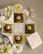 Prezenty dla świadków zestawy słodkości pudełka na prezenty Bombonierka exploding box - podziękowanie- dla świadkowej z bransoletką- czekoladki dla świadkowej - podziękowanie za świadkowanie 3