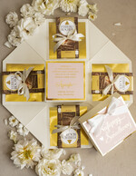 Prezenty dla świadków zestawy słodkości pudełka na prezenty Bombonierka exploding box - podziękowanie- dla świadkowej z bransoletką- czekoladki dla świadkowej - podziękowanie za świadkowanie 7