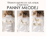 Panna Młoda  Szlafroki  szlafrok dla Panny Młodej z piórami, satynowy długi szlafrok, biała podomka dla Panny Młodej 7