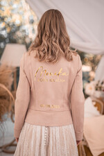 Panna Młoda  naklejki  prezent dla Panny Młodej naklejka na szlafrok, kurtkę dla Panny Młodej, napis na sesję zdjęciową Panna Młoda, różne kolory napisów na kurtkę0