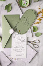 Zaproszenia ślubne Proste i Nowoczesne  szałwiowe owalne zaproszenia ślubne, minimalistyczne zaproszenia na ślub i wesele, szałwia podłużne zproszenie3