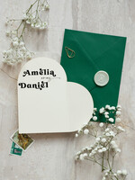 Zaproszenia ślubne Proste i Nowoczesne  zaproszenia ślubne z ozdobnym spinaczem, minimalistyczne zaproszenia na ślub w kształcie serca, delikatne zaproszenia slubne proste wzory zaproszeń ślubnych2