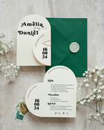 Zaproszenia ślubne Proste i Nowoczesne  zaproszenia ślubne z ozdobnym spinaczem, minimalistyczne zaproszenia na ślub w kształcie serca, delikatne zaproszenia slubne proste wzory zaproszeń ślubnych0