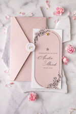 Zaproszenia ślubne Proste i Nowoczesne  owalne zaproszenia ślubne, minimalistyczne zaproszenia na ślub i wesele, monochromatyczne podłużne zproszenie9