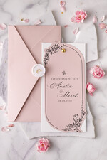 Zaproszenia ślubne Proste i Nowoczesne  owalne zaproszenia ślubne, minimalistyczne zaproszenia na ślub i wesele, monochromatyczne podłużne zproszenie10