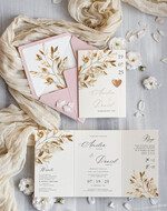 Zaproszenia ślubne Proste i Nowoczesne  składane zaproszenia na ślub i weselne, delikatne zaproszenie ślubne ze złotym serduszkiem, proste zaproszenia na ślub, delikatne zaproszenia ślubne0