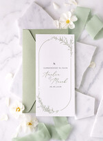 Zaproszenia ślubne Proste i Nowoczesne  szałwiowe zaproszenia ślubne, minimalistyczne zaproszenia na ślub i wesele, podłużne zaproszeń ślubnych1