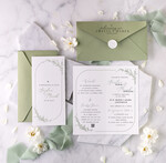 Zaproszenia ślubne Proste i Nowoczesne  szałwiowe zaproszenia ślubne, minimalistyczne zaproszenia na ślub i wesele, podłużne zaproszeń ślubnych0