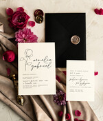 Zaproszenia ślubne Proste i Nowoczesne  nowoczesne zaproszenia slubne w kolorze ecru z czarna kopertą, proste zaproszenia na ślub, delikatne zaproszenia slubne, eleganckie zaproszenia na slub2