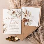 Zaproszenia ślubne Proste i Nowoczesne  eleganckie zaproszenia slubne z kwiatami, proste zaproszenia na ślub, delikatne zaproszenia slubne, zaproszenia na slub w kolorze ecru, proste wzory zaproszeń ślubnych 1