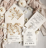 Zaproszenia ślubne Proste i Nowoczesne  oryginalne zaproszenia na ślub w kieszonce, eleganckie zaproszenie ślubne ze wstążką, kwiatowe zaproszenia ślubne w kieszonce ze wstążką2