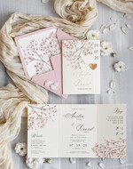 Zaproszenia ślubne Proste i Nowoczesne  wyjątkowe zaproszenia na ślub i weselne, delikatne zaproszenie ślubne ze złotym serduszkiem, proste zaproszenia na ślub, zaproszenia ślubne z kwiatkami0