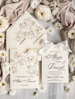 Zaproszenia ślubne Proste i Nowoczesne  nowoczesne zaproszenia na ślub w kieszonce, eleganckie zaproszenie ślubne ze wstążką, kwiatowe zaproszenia ślubne w kieszonce ze wstążką, zaproszenia na slub w jasnych kolorach0