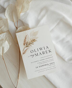 Zaproszenia ślubne Proste i Nowoczesne  delikatne minimalistyczne zaproszenia ślubne w kolorze ecru, proste zaproszenia na ślub i wesele, proste zaproszenia slubne, zaproszenia na slub z kwiatami1