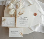 Zaproszenia ślubne Proste i Nowoczesne  delikatne minimalistyczne zaproszenia ślubne w kolorze ecru, proste zaproszenia na ślub i wesele, proste zaproszenia slubne, zaproszenia na slub z kwiatami2