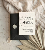 Zaproszenia ślubne Proste i Nowoczesne  eleganckie zaproszenia slubne czarna koperta, proste zaproszenia na ślub, delikatne zaproszenia slubne, zaproszenia na slub w kolorze ecru, proste wzory zaproszeń ślubnych 1