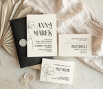 Zaproszenia ślubne Proste i Nowoczesne  eleganckie zaproszenia slubne czarna koperta, proste zaproszenia na ślub, delikatne zaproszenia slubne, zaproszenia na slub w kolorze ecru, proste wzory zaproszeń ślubnych 3