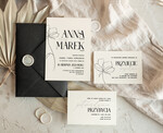 Zaproszenia ślubne Proste i Nowoczesne  eleganckie zaproszenia slubne czarna koperta, proste zaproszenia na ślub, delikatne zaproszenia slubne, zaproszenia na slub w kolorze ecru, proste wzory zaproszeń ślubnych 0