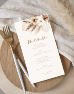 Menu Nowoczesne prosta forma  eleganckie menu na stoły weselne, karta dań na wesele, proste menu weselne w kolorze ecru, karta dań weselnych, menu weselne, plan podawania posiłków1