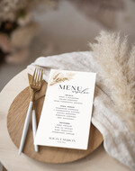 Menu Nowoczesne prosta forma  eleganckie menu na stoły weselne, karta dań na wesele, proste menu weselne w kolorze ecru, karta dań weselnych, menu weselne, plan podawania posiłków2