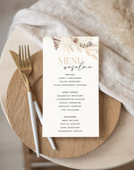Menu Nowoczesne prosta forma  eleganckie menu weselne, nowoczesne i proste menu, karta dań weselnych menu weselne plan podawania posiłków, menu dopasowane do zaproszeń0