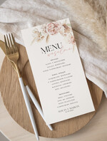 Menu Nowoczesne prosta forma  Menu weselne dekoracje stołów weselnych, karta dań na weselu, karta drinków, menu dowolna treść 1