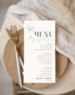 Menu Nowoczesne prosta forma  nowoczesne i proste menu weselne, karta dań weselnych menu weselne plan podawania posiłków, menu dopasowane do zaproszeń0