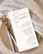 Menu Nowoczesne prosta forma  eleganckie menu weselne, nowoczesne i proste menu, karta dań weselnych menu weselne plan podawania posiłków, menu dopasowane do zaproszeń1