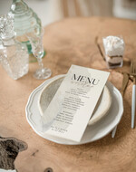 Menu Nowoczesne prosta forma  eleganckie menu na stoły weselne, karta dań na wesele, proste menu weselne w kolorze ecru, karta dań weselnych, menu weselne, plan podawania posiłków2