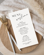 Menu Nowoczesne prosta forma  karta dań weselnych menu weselne plan podawania posiłków, menu dopasowane do zaproszeń 1