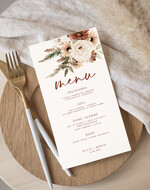 Menu Nowoczesne prosta forma  eleganckie menu na stoły weselne, karta dań na wesele, proste menu weselne w kolorze ecru, karta dań weselnych, menu weselne, plan podawania posiłków1