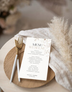 Menu Nowoczesne prosta forma  nowoczesne i proste menu weselne, karta dań weselnych menu weselne plan podawania posiłków, menu dopasowane do zaproszeń2