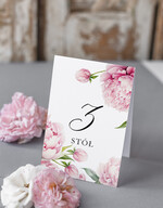Numery na stół Nowoczesne prosta forma  numerki na stół weselny z kwiatami, numeracja stołów weselnych, proste i delikatne numerki na stoły weselne, dekoracja stołu weselnego 0