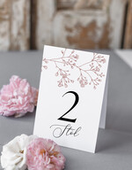 Numery na stół Nowoczesne prosta forma  numerki na stół weselny z kwiatami, numeracja stołów weselnych, proste i delikatne numerki na stoły weselne, dekoracja stołu weselnego 1