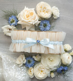 Prezenty dla Panny Młodej  zestawy z koszulką na noc poślubną Prezent na wieczór Panieński - komplet na noc poslubną box prezentowy z podwiązką coś niebieskiego 7