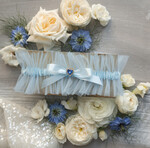 Prezenty dla Panny Młodej  zestawy z koszulką na noc poślubną Prezent na wieczór Panieński - komplet na noc poslubną box prezentowy z podwiązką coś niebieskiego 2