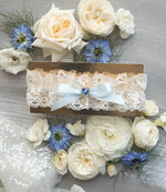 Prezenty dla Panny Młodej  zestawy z koszulką na noc poślubną Prezent na wieczór Panieński - komplet na noc poslubną box prezentowy z podwiązką coś niebieskiego 6