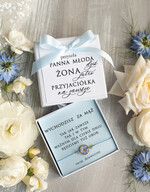 Prezenty dla Panny Młodej  zestawy z koszulką na noc poślubną Prezent na wieczór Panieński -  bransoletka z niezapominajką coś niebieskiego z dedykacją0